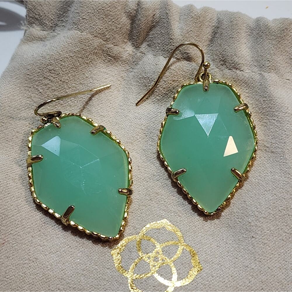 Kendra scott mint chalcedony‎ and gold Corley earrings